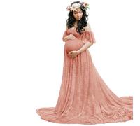 Limtula Vestido largo de manga corta para maternidad, elegante, para fotografía en color, manga voladora, accesorios de maternidad, R, XL