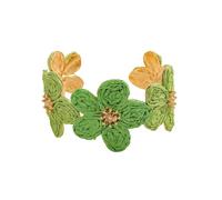 Limtula Vintage Inspired Woven Flower Raffia Alloy Bohemian Bracelet for Women Creative Floral Hand Chain Jewelry Gift Nature Inspired Raffia Wrist Jewelry