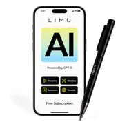 LIMU AI Note-Taking Pen, App-Controlled 64GB Voice Recorder for Meetings & Lectures - Transcribes, Summarizes, Mind Maps & Translates in 125 Languages, 400 AI Min/Month, Up to 25h Recording