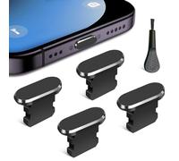 Limvory Tapón antipolvo - Paquete de 4 tapas protectoras de puerto de carga con cepillo de limpieza para iPhone 14 Pro Max, 13, 12, 11, AirPods, iPad y todos los dispositivos de puerto Lightning