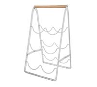 LIN HOME Botellero de Metal para 6 Botellas Diseño Elegante Blanco - Estante para Vinos Plegable con Mango de Madera