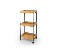 LIN HOME Carrito de Almacenamiento de Madera y Metal Multiuso 35x23x73cm con 3 Estantes - Mueble Auxiliar para Almacenaje Ideal para Baño, Cocina, Salón