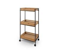 LIN HOME Carrito de Almacenamiento de Madera y Metal Multiuso 35x23x73cm con 3 Estantes - Mueble Auxiliar para Almacenaje Ideal para Baño, Cocina, Salón