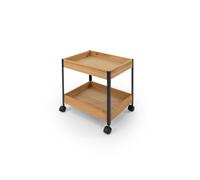LIN HOME Carrito de Almacenamiento de Madera y Metal Multiuso 35x25x35cm con 2 Estantes - Mueble Auxiliar para Almacenaje Ideal para Baño, Cocina, Salón