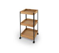 LIN HOME Carrito de Almacenamiento de Madera y Metal Multiuso 35x25x65cm con 3 Estantes - Mueble Auxiliar para Almacenaje Ideal para Baño, Cocina, Salón