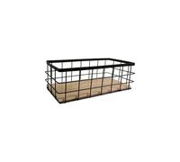 LIN HOME Cesta Organizadora De Alambre Negro Con Base De Madera Natural Regalo Sofisticado Para El Día De La Madre - Diseño De Lujo Minimalista Para Sala, Dormitorio Y Organización Elegante Del Hogar