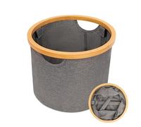 LIN HOME Cesta plegable para la colada 20L - Cesta resistente al agua para ropa seca y mojada - Cesta para ropa y sábanas - ideal para lavandería, baño y dormitorio -RS22112 - 30x30x24.5cm-Gris claro