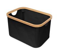 LIN HOME Cesta plegable para la colada 30L - Cesta resistente al agua para ropa seca y mojada - Cesta para ropa y sábanas - ideal para lavandería, baño y dormitorio -RS24047 - 38x26x23cm-Negro