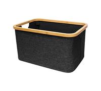 LIN HOME Cesta plegable para la colada 35L - Cesta resistente al agua para ropa seca y mojada - Cesta para ropa y sábanas - ideal para lavandería, baño y dormitorio -RS24048 - 45x30x24.5cm-Negro