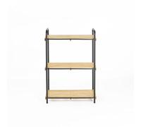 LIN HOME Estantería 3 Niveles Metal y Bambú XZ-250008 - Estante Compacto con Asas (79×10×28 cm) para Organización Ideal en Cocina, Baño o Entrada - Durable y Estilizado