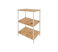 LIN HOME Estantería De 3 Niveles con Marco De Metal Blanco Y Baldas De Madera Natural, Estante Organizador Vertical para Salón, Cocina, Dormitorio Y Oficina XZ-22111-1 30x24x44cm