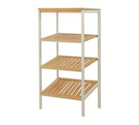LIN HOME Estantería de Bambú con Marco de Metal de 4 Niveles 40x90x30cm Desmontable - Estantería Organizador para Baño, Salón, Dormitorio de 4 Estantes