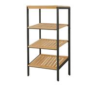 LIN HOME Estantería de Bambú con Marco de Metal de 4 Niveles 40x90x30cm Desmontable - Estantería Organizador para Baño, Salón, Dormitorio de 4 Estantes