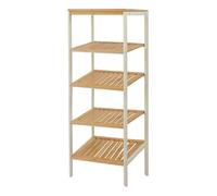 LIN HOME Estantería de Bambú con Marco de Metal de 5 Niveles 40x120x30cm Desmontable - Estantería Organizador para Baño, Salón, Dormitorio de 5 Estantes