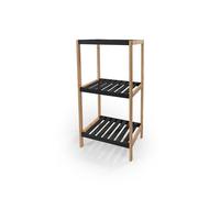 LIN HOME Estantería de Madera con Marco de Bambú 3 Niveles 69x35x28 cm - Organizador Desmontable para Baño, Salón y Dormitorio, 3 Estantes Negro XZ-23462