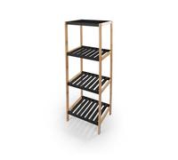 LIN HOME Estantería de Madera con Marco de Bambú 4 Niveles 99x35x28cm Desmontable - Organizador Multifuncional para Baño, Salón y Dormitorio, 4 Estantes Negro XZ-23463
