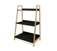 LIN HOME Estantería de Madera y Bambú 3 Niveles 45x32x80cm - Pequeña Estantería Escalera Nórdica Multiuso de Color Negro para Cocina, Baño, Salón