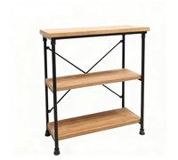 LIN HOME Estantería Industrial 3 Niveles Metal y Madera XZ-22332, Estante con Estructura Cruzada, 80×35×91 cm - Almacenaje Versátil para Salón, Cocina o Dormitorio