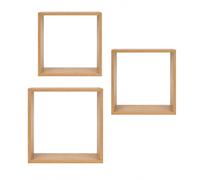 LIN HOME Juego de 3 Marcos Decorativos de Madera Natural para Colgar en la Pared, Estanterías de Pared con Marco de Madera Maciza, para Salón, Dormitorio, Pasillo, Oficina y Entrada XZ-24972