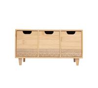 LIN HOME Mini Cajonera de Madera y Bambú 3 Cajones, Organizador Multiuso para Escritorio 33 * 11 * 18 cm, Ideal para Pequeños Accesorios - Compacta y Decorativa, RS02169