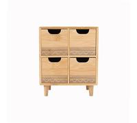 LIN HOME Mini Cajonera de Madera y Bambú 4 Cajones, Organizador Multiuso para Escritorio 21x16x28cm, Ideal para Pequeños Accesorios - Compacta y Decorativa, RS02168