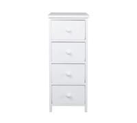 LIN HOME Mueble Organizador Blanco de 4 Cajones - 70x28x37cm, de Madera MDF y Cedro, para Dormitorio, Sala o Baño - Cajonera Auxiliar Moderna y Compacta para Almacenamiento