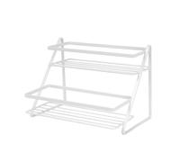 LIN HOME Organizador de Especias 2 Niveles Cocina, Estante de Acero Resistente, Compacto y Fácil de Limpiar, 26,5x18x19 cm, Diseño Blanco Moderno para Orden y Ahorro de Espacio