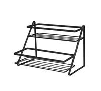 LIN HOME Organizador de Especias 2 Niveles en Acero, Estante para Cocina Resistente y Compacto 26,5x18x19 cm - Diseño Negro, Ahorra Espacio y Facilita el Acceso a Tus Condimentos