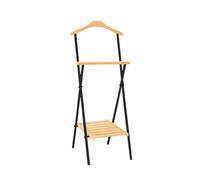 LIN HOME Perchero Valet de Pie Moderno de Madera y Metal - Perchero Pie Moderno Multifuncional para Ropa de Hombre o Mujer (Negro, 92 cm x 45 cm x 42 cm)