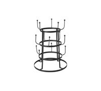 LIN HOME Porta Tazas Metal Negro 3 Niveles 23x32.5 cm - Organizador Circular con 12 Ganchos para Café, Té y Bebidas XZ-23184, Ahorra Espacio y Mantén Orden