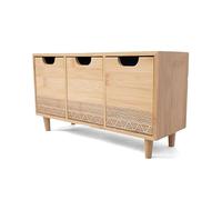 LIN HOME RS02169 Cajonera De Bambú De 4 Cajones, Mueble De Almacenamiento Vertical, Diseño Minimalista Y Ecológico, para Dormitorio, Baño O Entrada, Color Natural