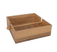 LIN HOME RS02178 Servilletero de Bambú 18.5x18.5x6cm con Barra Deslizante y Diseño Grabado, Perfecto para Mesa de Comedor, Oficina o Cafetería