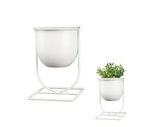 LIN HOME RS02213-1 Soporte Macetas para Plantas de Hierro Forjado 16x11x11cm - Macetero Metal de Pie | Macetero Decorativos Interior para Plantas (Blanco)