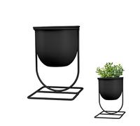 LIN HOME RS02213 Soporte Macetas para Plantas de Hierro Forjado 16x11x11cm - Macetero Metal de Pie | Macetero Decorativos Interior para Plantas (Negro)