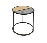 LIN HOME RS03224 Mesa de Centro Redondo de Metal y Madera para Café 40x41cm - Mesa de Salón Montaje Fácil, Estilo Moderno
