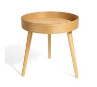 LIN HOME RS25002 Mesa de Centro Redondo de Madera para Café 39x41.8cm - Mesa de Salón Montaje Fácil, Estilo Moderno Color Madera