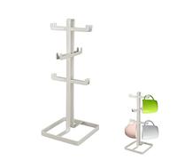 LIN HOME Soporte para Tazas de Metal con 6 Ganchos, Organizador de Cocina Blanco, 38,5 cm de Alto, Estante Práctico y Resistente para Ahorro de Espacio XZ-23183