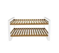 LIN HOME XZ-22064 Zapatero de Bambú con Marco de Metal