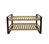 LIN HOME XZ-22065 Zapatero de Bambú con Marco de Metal