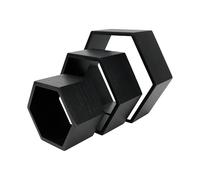 LIN HOME XZ-22109 Estantes flotantes hexagonales Juego de 3 Estantes Decorativos de Pared (Black)