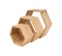 LIN HOME XZ-22109 Estantes flotantes hexagonales Juego de 3 Estantes Decorativos de Pared (Brown)