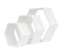 Lin Home XZ-22109 Estantes flotantes hexagonales Juego de 3 Estantes Decorativos de Pared (Gray)