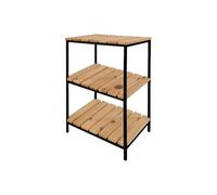 LIN HOME XZ-22111 Estantería de Madera con Marco de Metal Negro de 3 Niveles 30x24x44cm Desmontable - Estantería Organizador para Baño, Salón, Dormitorio de 3 Estantes
