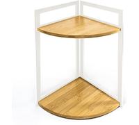 LIN HOME XZ-22122 Estante Organizador de Madera Natural Pirámide con los Marcos Metal para Baño, Alacena, Lavandería, Multifunción 2 Niveles.