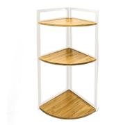 LIN HOME XZ-22123-1 Estante Organizador de Madera Natural Pirámide con los Marcos Metal para Baño, Alacena, Lavandería, Multifunción 3 Niveles.