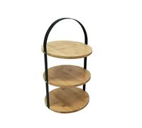 LIN HOME XZ-22126 Estante Organizador de Madera Natural Redondo con los Marcos Metal para Baño, Alacena, Lavandería, Multifunción 1 Niveles