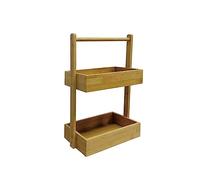 LIN HOME XZ-22130-2 Estante Organizador de Madera Natural Rectángulo con los Marcos Metal para Baño, Alacena, Lavandería, Multifunción 2 Niveles