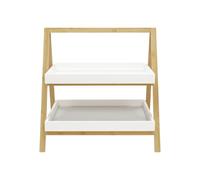 LIN HOME XZ-22134-1 Estantería de 2 Niveles con Estructura de Madera y Bandejas Blancas - Organizador Moderno con Panel Acrílico