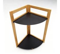 LIN HOME XZ-22154 Estantería Esquinera de 2 Niveles de Madera - 43×24 cm - Bandejas Negras para Organización de Espacios