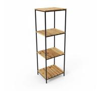 LIN HOME XZ-22162 Estante Organizador de Madera Natural con los Marcos Metal para Baño, Alacena, Lavandería, Multifunción 3 Niveles
